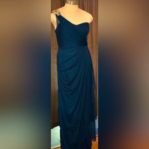 Xscape Women's One Shoulder Long Gown Dress Size 12 Teal